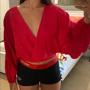 Red long sleeve top
